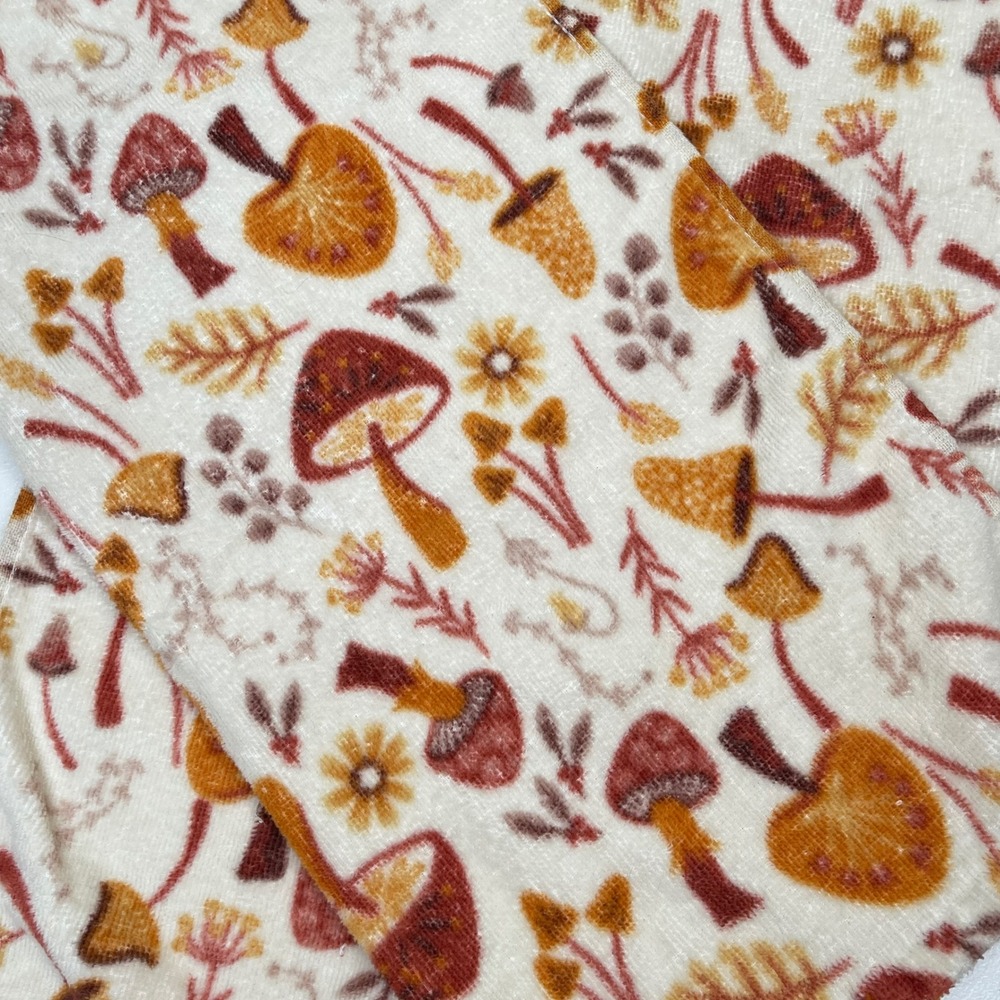 Shabby Chic Mushroom Hand‎ Towel Cream Orange Bamboo Cotton Cottagecore Boho